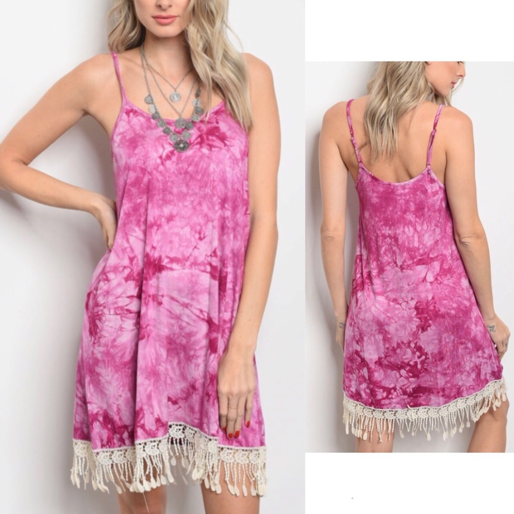 Fushcia Tie Dye Dress - Picture 1 of 3